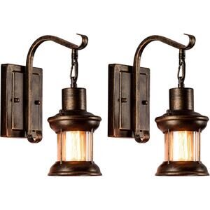 Vintage Glass Wall Sconce Fixtures 2-Pack, LULING Rustic Nordic Glass Wall Light